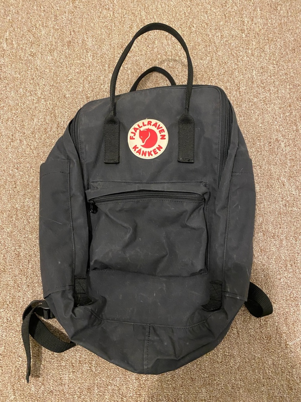 Fjallraven Kånken Backpack in Black with Red Logo